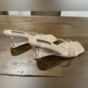 Steve Madden Clear Wedge Double-Strap Heels